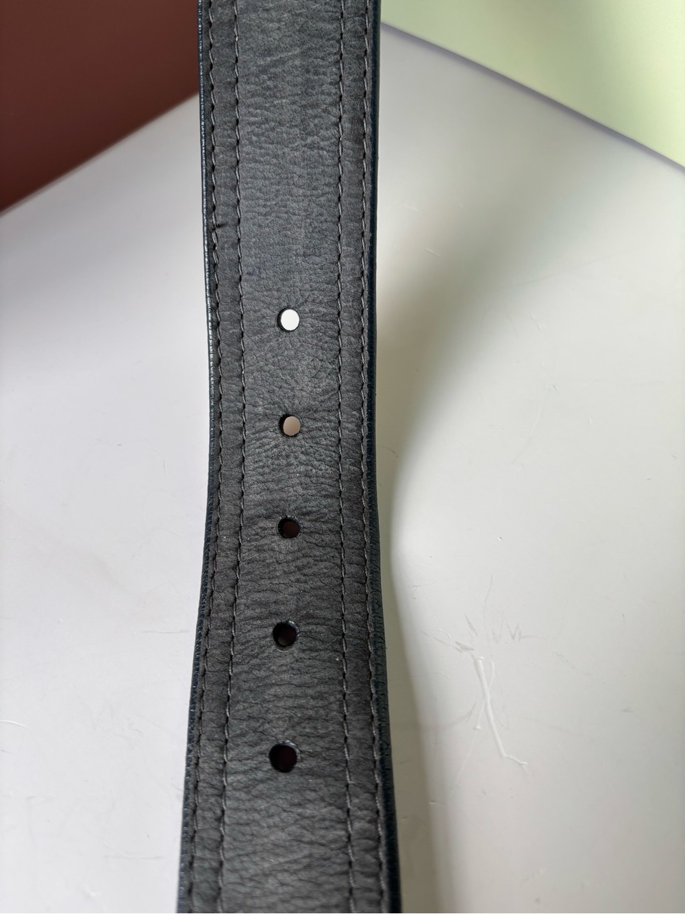 BRAVE 1992 Women’s Dark Grey Leather Belt with Matte Metal Buckle, 30” - Picture 4 of 4